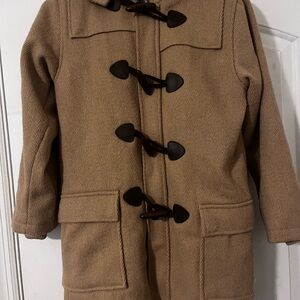 Tan and Black Pea Coat with Classic Design